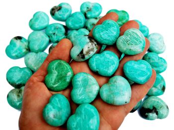 Lot de 10 cristaux de cœur d'Amazonite (30 mm) 4