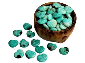 Lot de 10 cristaux de cœur d'Amazonite (30 mm) 5