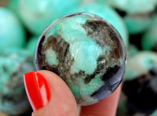 1 Kg Lot of Green Amazonite Sphere (12-13 Pcs) - (25mm - 40mm)