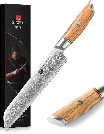 Couteau à pain Xinzuo Damas - Série B37 Lan 1