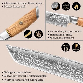 Couteau à pain Xinzuo Damas - Série B37 Lan 9