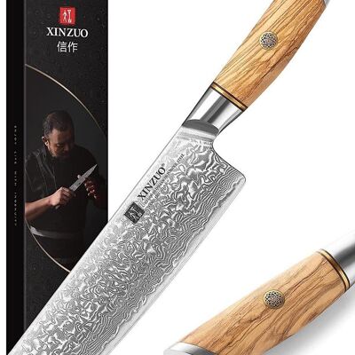 Couteau à découper Xinzuo Damas Nakiri - Série B37 Lan