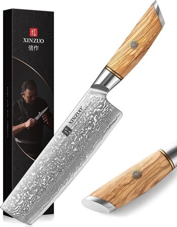 Couteau à découper Xinzuo Damas Nakiri - Série B37 Lan 1