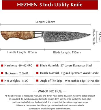 Couteau à légumes HEZHEN Damas - Série Master B30 10