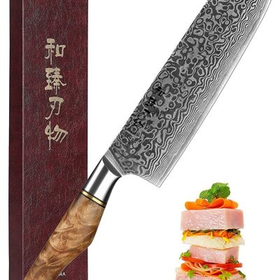 Couteau à découper HEZHEN Damas Nakiri - Série B30 Master