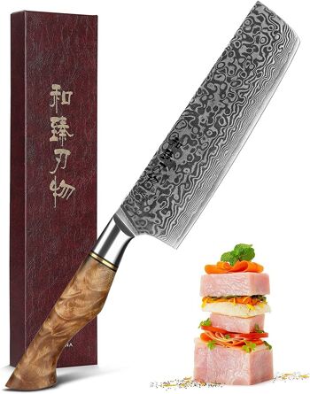 Couteau à découper HEZHEN Damas Nakiri - Série B30 Master 1