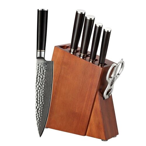 HEZHEN Damascus 7-delige set met blok - B1Z Classic Series