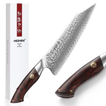 Couteau de chef HEZHEN Damas - Série B38 Elegant 1