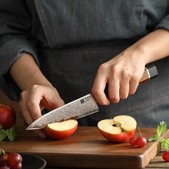 Couteau à légumes Xinzuo Damas en acier et cuivre - Série F5C Zhen 6