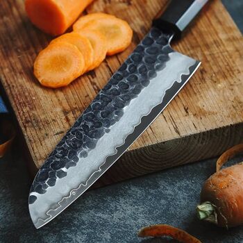 Couteau Santoku en acier composite HEZHEN - Série rétro PM8S 2