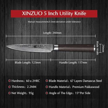 Couteau à légumes Xinzuo Damas - Série B1H He 9