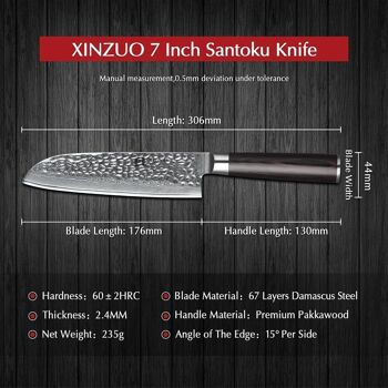 Couteau Santoku Xinzuo Damas - Série B1H He 10