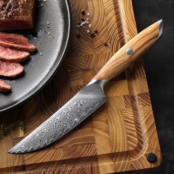 Couteau à steak HEZHEN Damas - Série phare X01 5