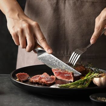 Couteau à steak HEZHEN Damas - Série phare X01 6