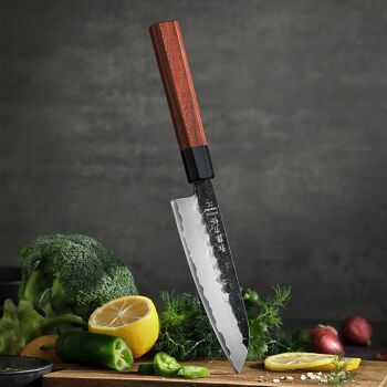 Petit couteau Santoku en acier composite HEZHEN - Série rétro PM8S 5