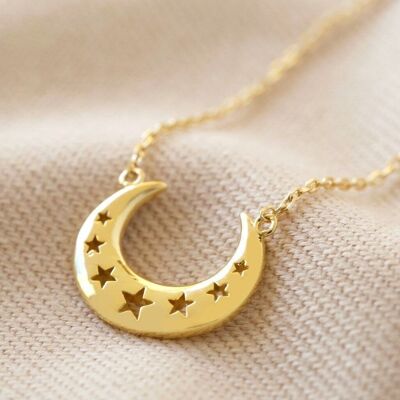 Starry Moon Necklace in Gold