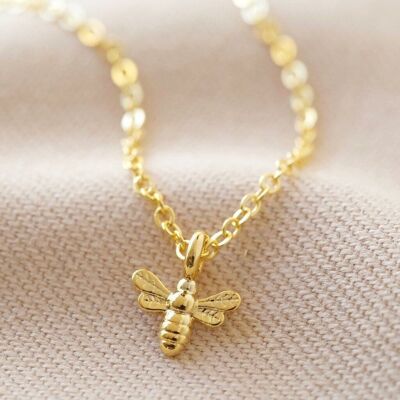 Tiny Bee Charm Choker Necklace in Gold