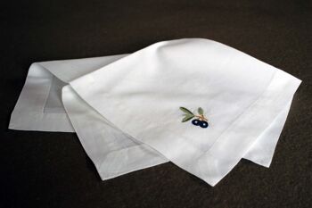 Serviette en tissu motif lin "Olive" 40x40 cm brodée main, lot de 2 4