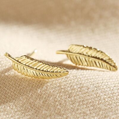 Delicate Gold Feather Stud Earrings