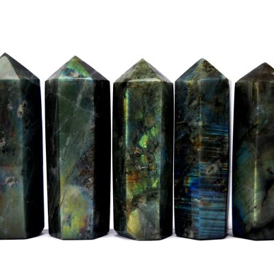 Pointe Tour en Labradorite Naturelle (110mm)