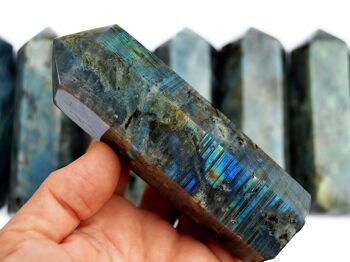 Pointe Tour en Labradorite Naturelle (110mm) 7