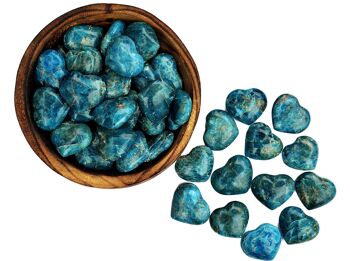 Lot de 10 cristaux de coeur gonflé d'apatite bleue (30 mm) 4