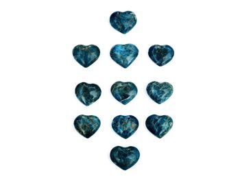 Lot de 10 cristaux de coeur gonflé d'apatite bleue (30 mm) 5