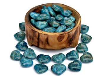 Lot de 10 cristaux de coeur gonflé d'apatite bleue (30 mm) 6