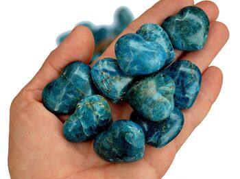 Lot de 10 cristaux de coeur gonflé d'apatite bleue (30 mm) 7