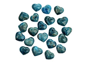 Lot de 10 cristaux de coeur gonflé d'apatite bleue (30 mm) 8