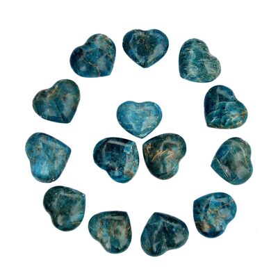 Blaues Apatit-Puffy-Herz (30 mm)