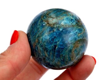 Sphère de cristal d'apatite bleue (45 mm - 60 mm) 6