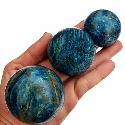 Lotto da 1 Kg di sfere di cristallo di apatite blu (5-6 pezzi) - (45mm - 60mm)
