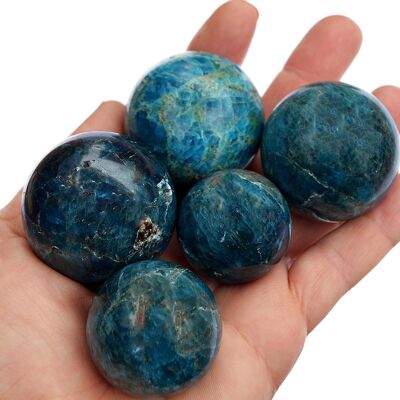 Lote de 1 kg de esfera de cristal de apatita azul (10-11 piezas) - (25 mm - 40 mm)