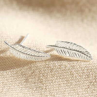 Delicate Silver Feather Stud Earrings