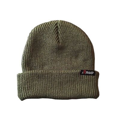 Gestrickte Beanie in Militärgrün