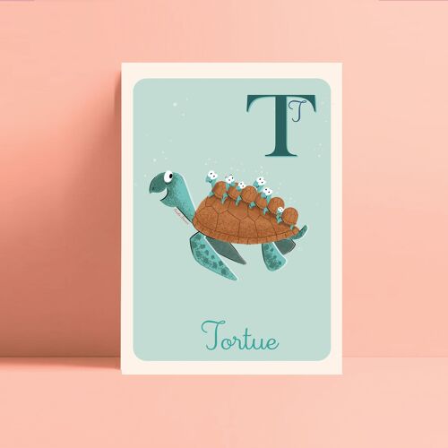 Carte T - Tortue - Abécédaire