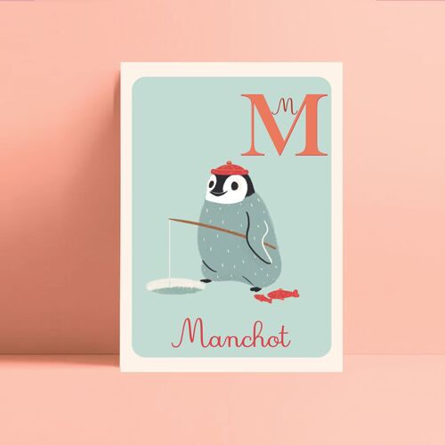 Carte M - Manchot - Abécédaire