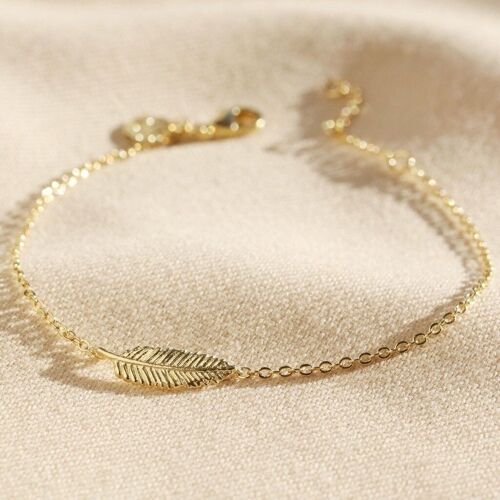 Delicate Gold Sterling Silver Feather Bracelet