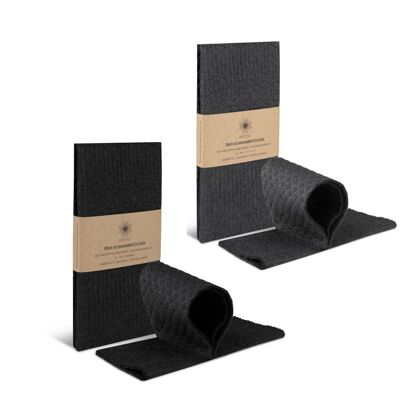 Set panni in eco-spugna, set da 4, nero e antracite, compostabili