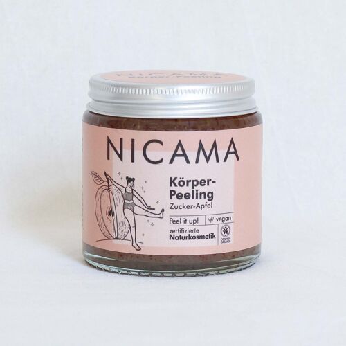 NICAMA - Körper-Peeling mit Zucker-Apfel - Upcycling-Scrub, vegan, bio