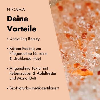 NICAMA - Peeling corporel à la pomme sucrée - gommage upcycling, vegan, bio 8