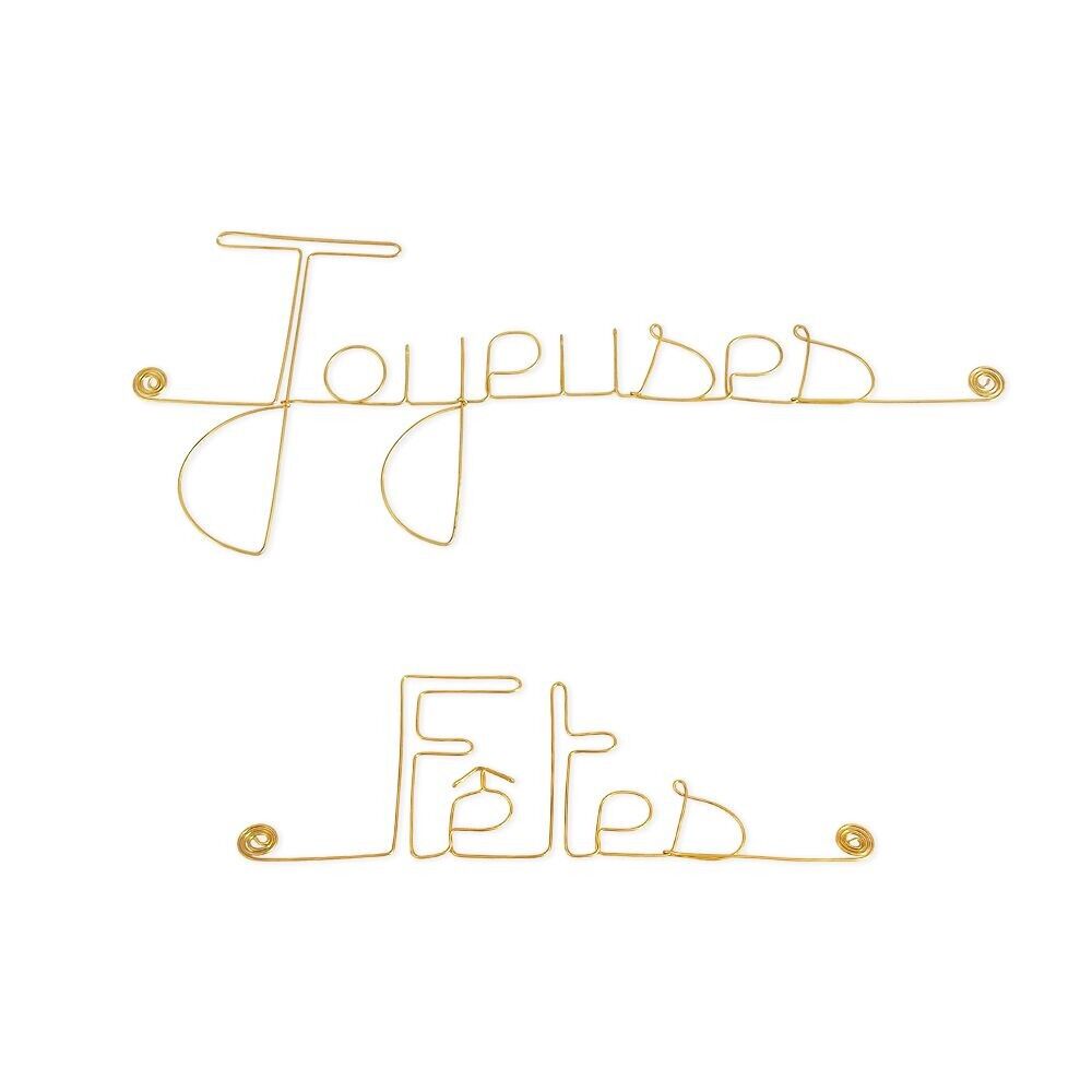 Decorazione da parete in filo di ottone dorato - Decoro Pasqua/Natale/Capodanno "Buone Feste" - da appuntare - Gioiello da muro