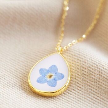 Collier Fleur Forget Me Not Real Pressed en Or 1