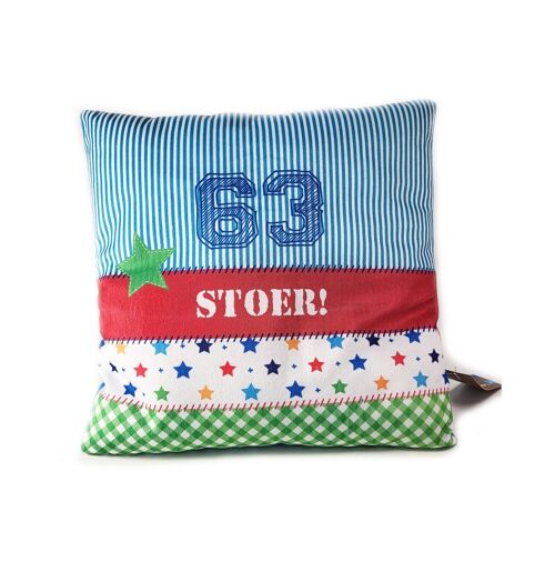 Lief! Blue cushions with stripe and star print 35x35cm