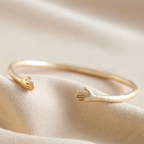 Adjustable Gold Hug Hands Bangle