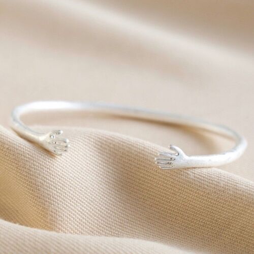 Adjustable Silver Hug Hands Bangle