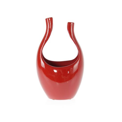 Keramik-Übertopf Orchidee, 17 x 15 x 30 cm, rot glänzend, 821776