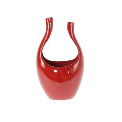 Fioriera in ceramica orchidea, 17 x 15 x 30 cm, rosso lucido, 821776