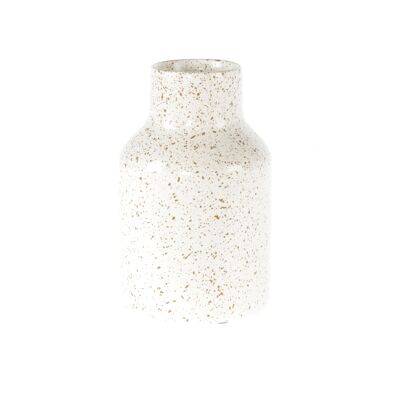 Vase en céramique à pois, Ø 12 x 20 cm, blanc brillant, 821950